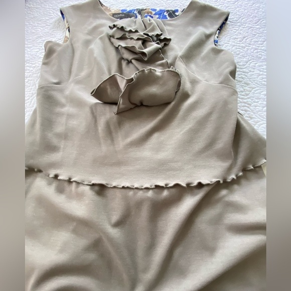 Donna Ricco Taupe Ruffled Layered Look Knee Length Midi Dress Feminine Size 12​ - Picture 8 of 11